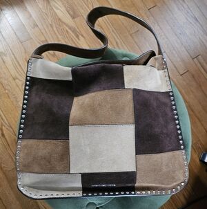 Michael Kors Patchwork Shoulder Bag - Brown and Cream